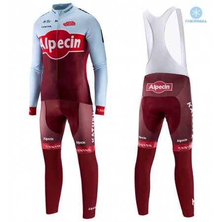 Tenue Cycliste Manches Longues et Collant à Bretelles 2018 Team Katusha-Alpecin Hiver Thermal Fleece N001